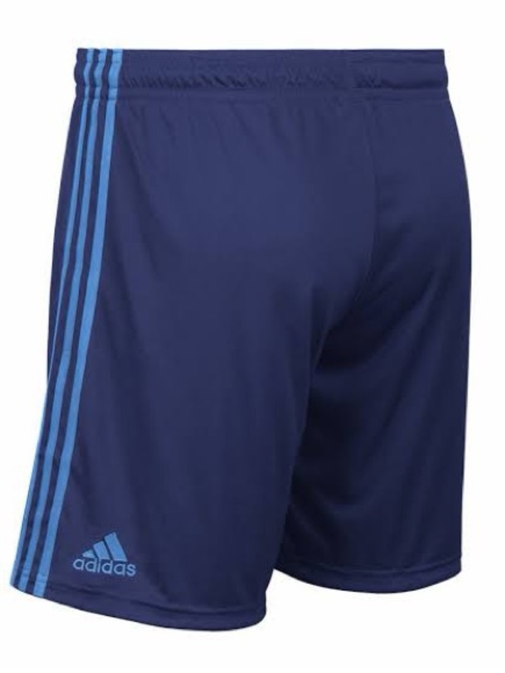 adidas Men’s Dark Blue Athletic Shorts with Light Blue Side Stripes